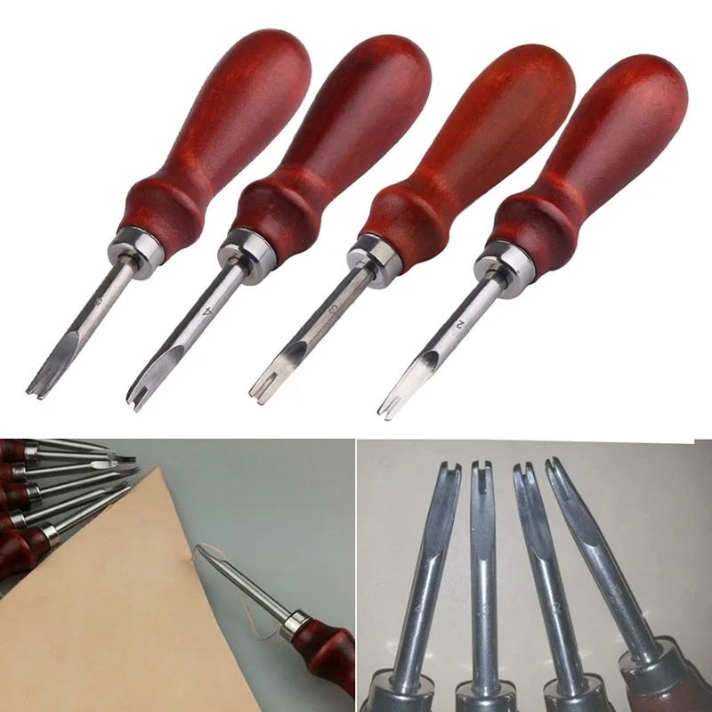 

Hot Leather Craft Edge Skiving Beveling Cutting Craft Tools with Wood Handle 1.0/1.2 /1.4 /1.6 mm Practical Convenient