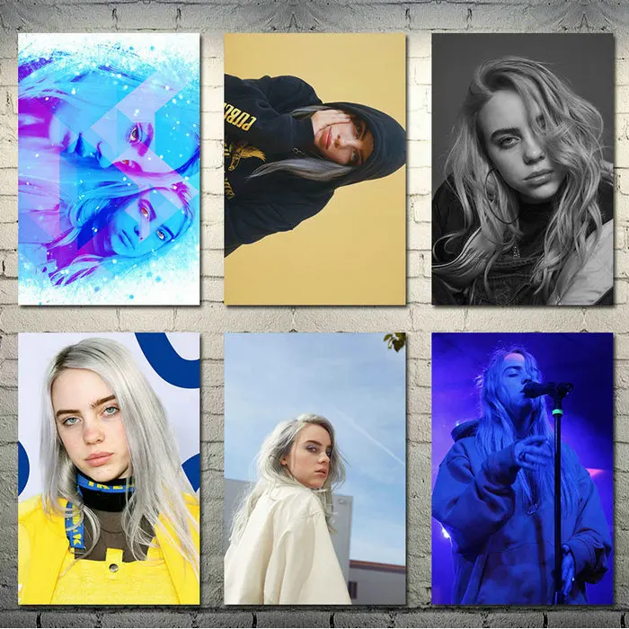 Billie Eilish Music Singer Art Шелковый Холст плакат 13x20 24x36 дюймов настенные картины-002