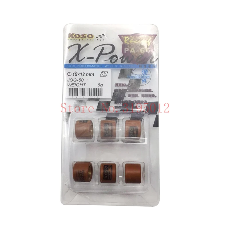 

KOSO performance variator slider set Polygon roller set 15x12mm Minarelli JOG50 JOG90 BWS50-100 VINO50 RS100 ZIP F-act Matrix50