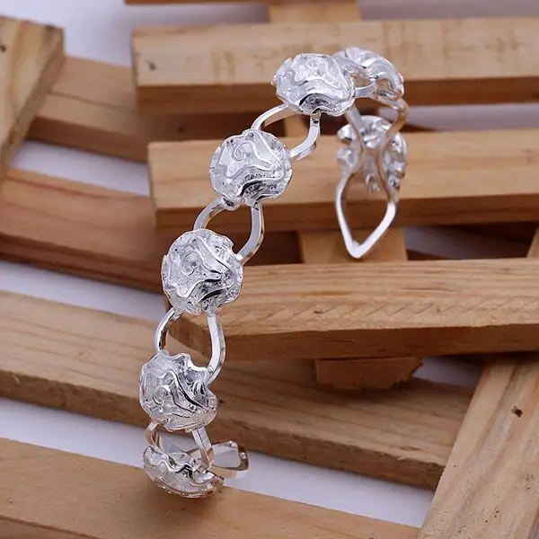 

B163 925 free shipping sterling silver bangle bracelet, 925 silver fashion jewelry Rose Bangle /ahtaizaa akvajcca