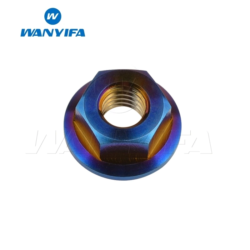 M14x1.25 Blue Ваньифа М10 М12 М14 Фланцевая головка титановая гайка для велосипедного тормоза мотоцикла часть - Цвет: M14x1.25 Blue