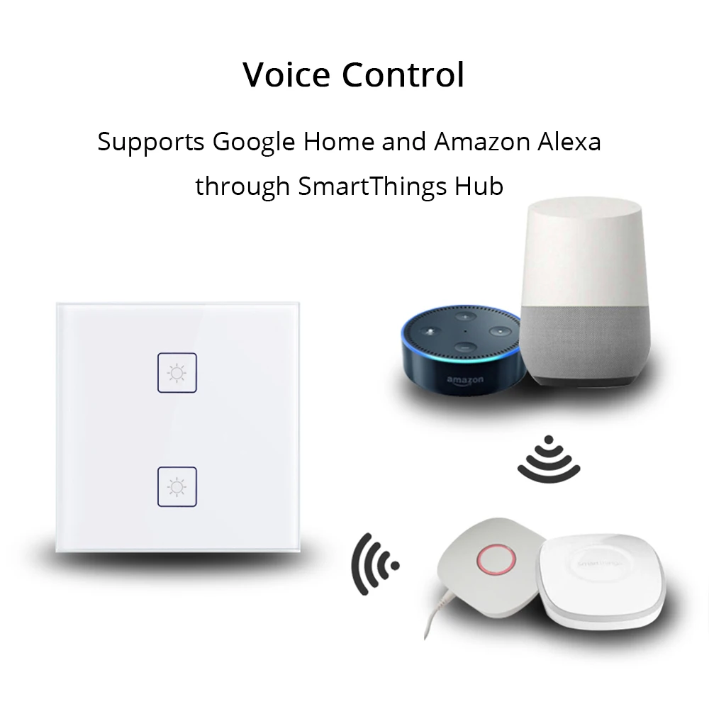 Zigbee 3,0 2 банды ЕС настенный выключатель света работать с Amazon Alexa Google дома через SmartThings мост приложение телефон голос управление