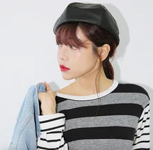 Women Artist Beret Cap,French Style Autumn&Winter cool leather Beanie Hat, Ladies Fashion Classic Berets 1526263124