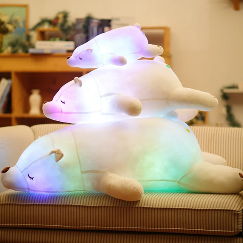 

Cute Creative LED Flashing Polar Bear Giant White Bear Plush Toy Glow Doll Light Cushion Luminous Pillow Kids Creative Gifts