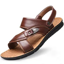 Летняя мужская обувь г. модные пляжные сандалии мужская повседневная обувь двойного назначения сандалии из натуральной кожи Size37-47