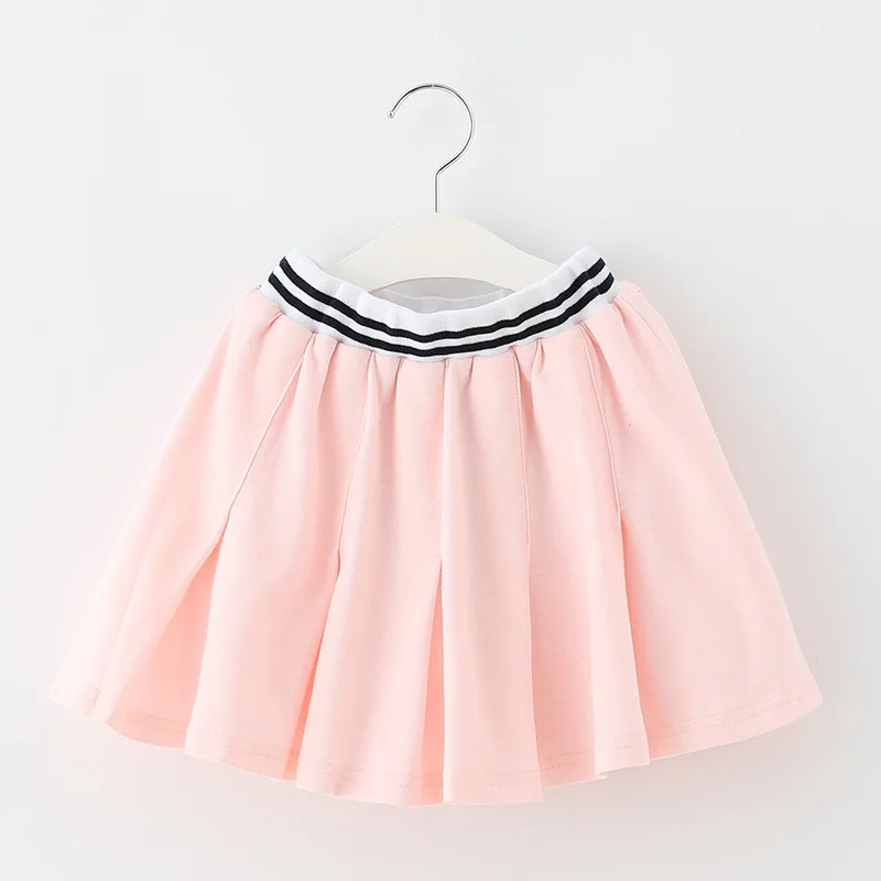 Cotton Big Little Girls Skirts Spring Summer 2018 New Pleated Mini