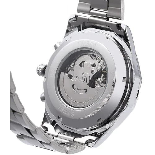 الفائز الرجال السيارات الميكانيكية ووتش الفولاذ المقاوم للصدأ Masculinos Relogios تاريخ عرض شفافة الغطاء الخلفي ساعة اليد