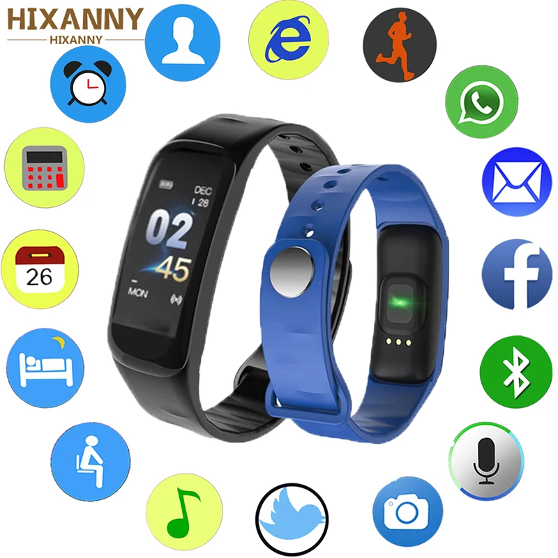 

Fitness Tracker C1Plus Color Screen Smart Bracelet Blood Pressure Heart Rate Monitor Smart Band New for Sport Climbing