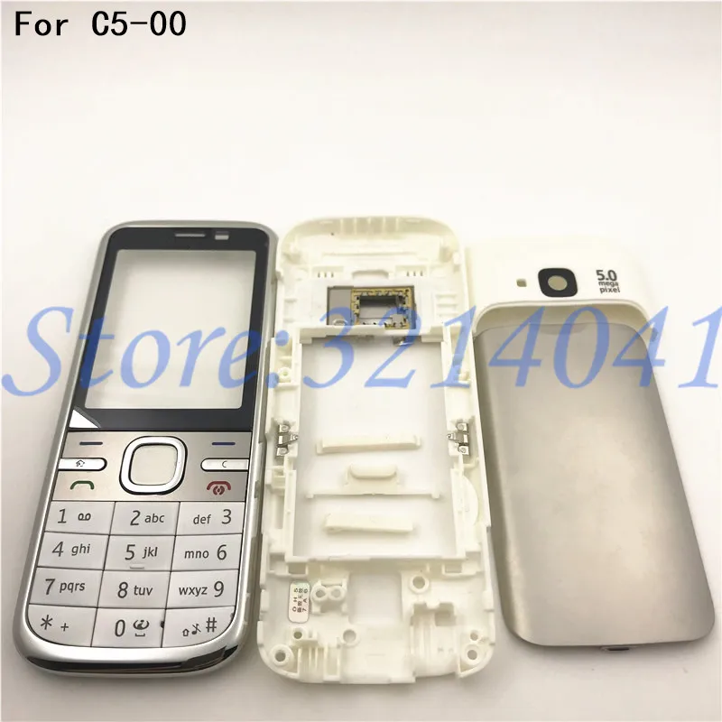 

Original Front Middle Frame Back cover Battery Cover For Nokia C5 C5-00 Full Housing Cover Case With English Or Arabic Keypad