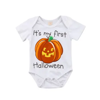 

Halloween Newborn Baby Boy Girl Rompers Cute Pumpkin Playsuit Short Sleeve Cotton Infant Boys Jumpsuit Baby Boy Girls Clothing