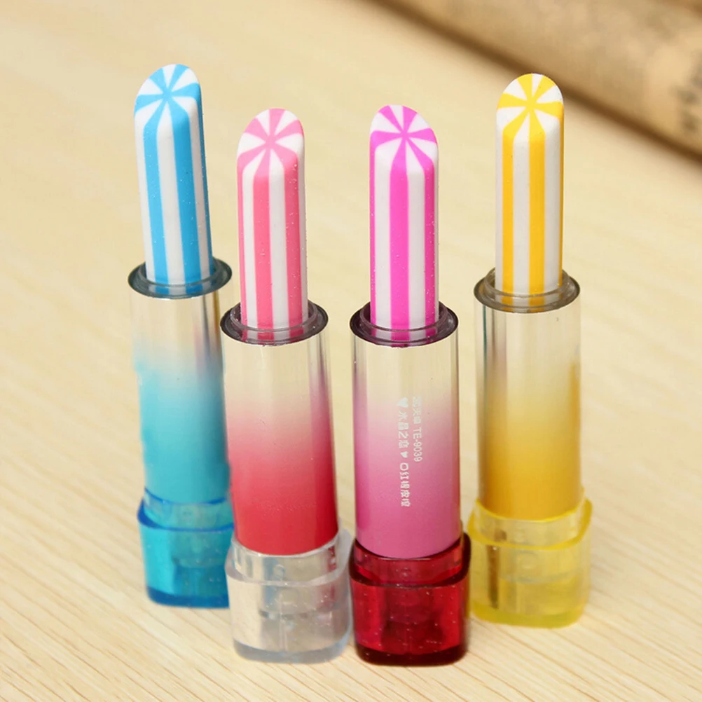 Lipstick Rotary Rubber Eraser Kawaii Stationery Stundent Prize Children Gifts Cute Erasers