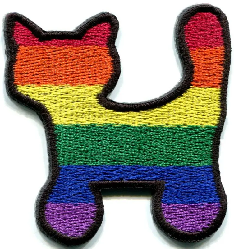 

Cat kitten kitty gay lesbian pride rainbow LGBT applique iron-on patch new