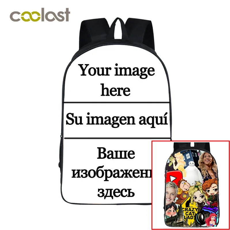 cheap Customize the Image Logo Backpack Women Men Travel Bags Compass Children School Bags Boys Girls Book Bag kids Gift Backpacks