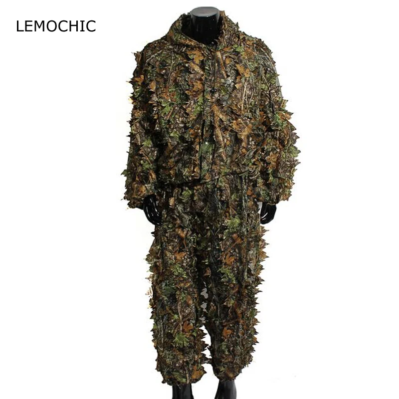 LEMOCHIC wader hunting airsoft sniper tactical birdwatching ghillie suit Professional 3D bionic tree Leaf woodland camouflage |