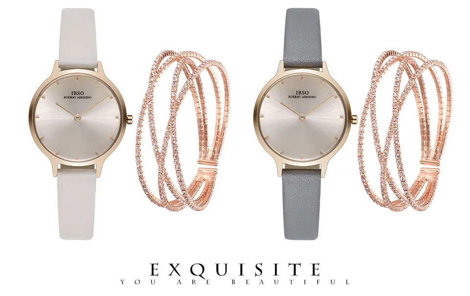 Ibso cristal pulseira relógios definir feminino de