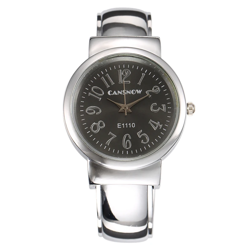 Hot Sell New Bracelet Watch Silvery Round Face Quartz Bangle Watch for