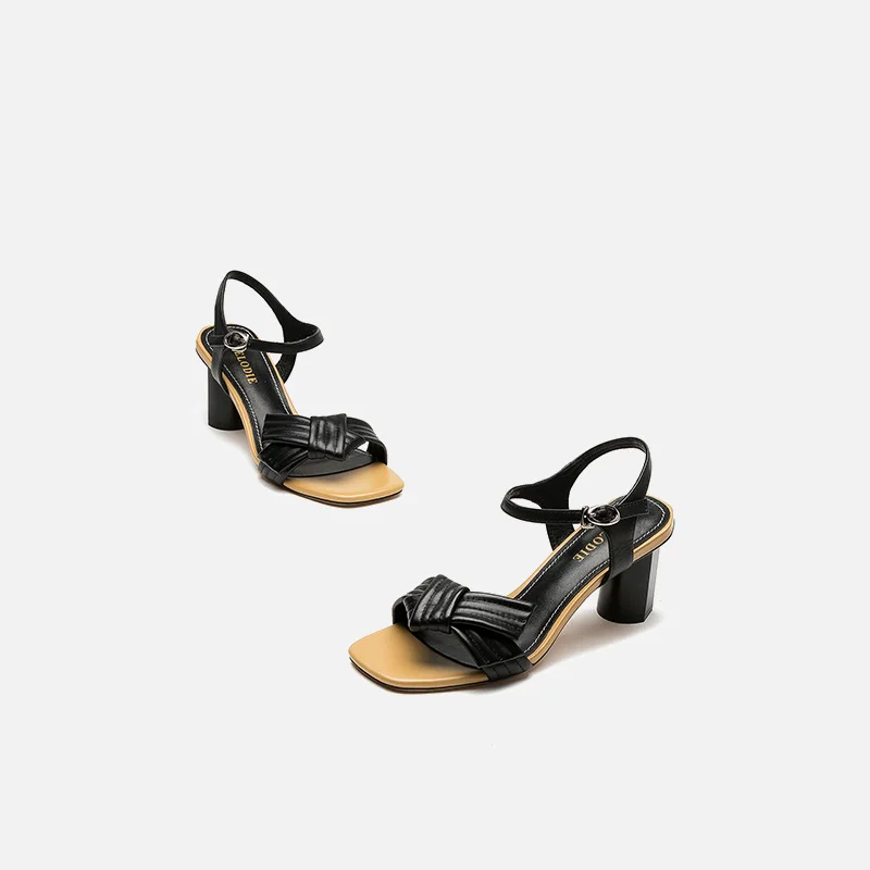 

MELODIE 2019 Summer New Style Genuine Leather Butterfly-knot High Heels Shoes Women Strange Style Joker Women Sandals MCJ483