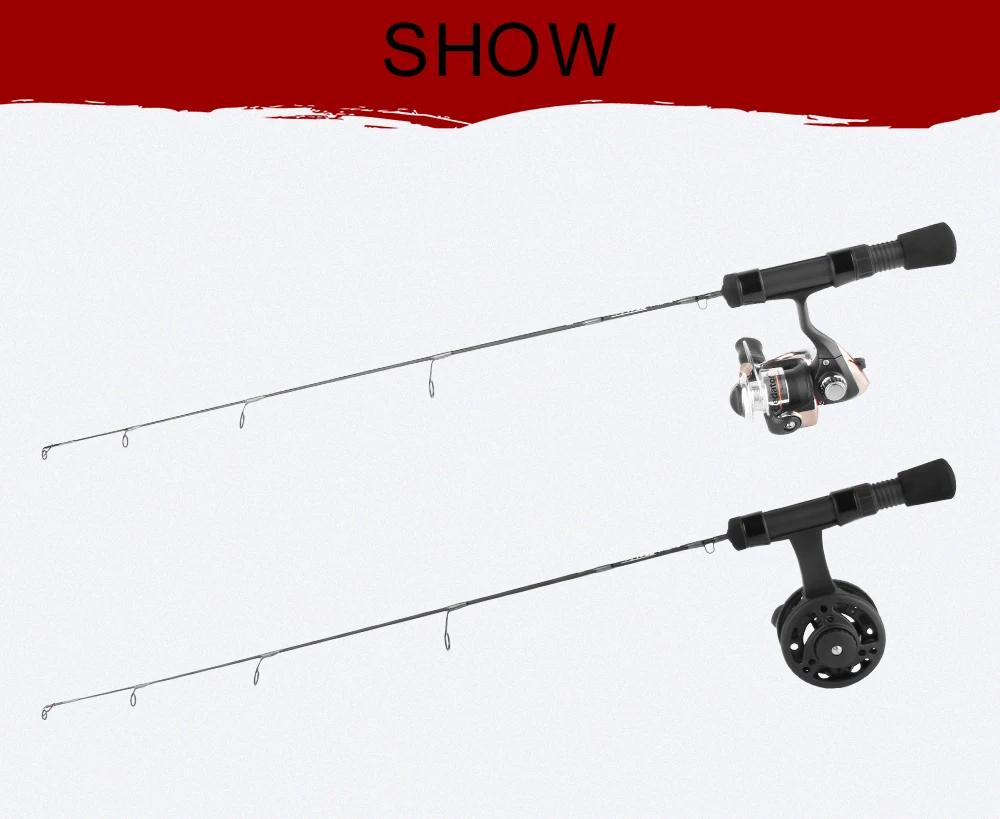RoseWood Winter Fishing Spinning Combo Kit, 61cm 63.5cm 66cm, Ultra-Light, Light Ice Fishing Rod And Reel Combo, Black  (11)