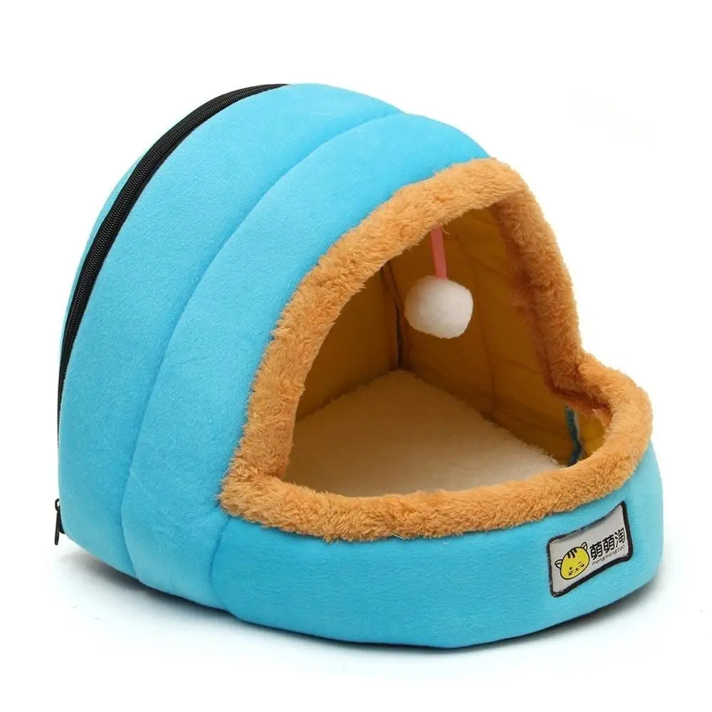 Best 4 Colors Pet Dog Bed Cat House with Hanging Toy Ball Warm Soft Pet Cushion Small Dog Kennel Fun Puppy Cat Castle Drop Shipping