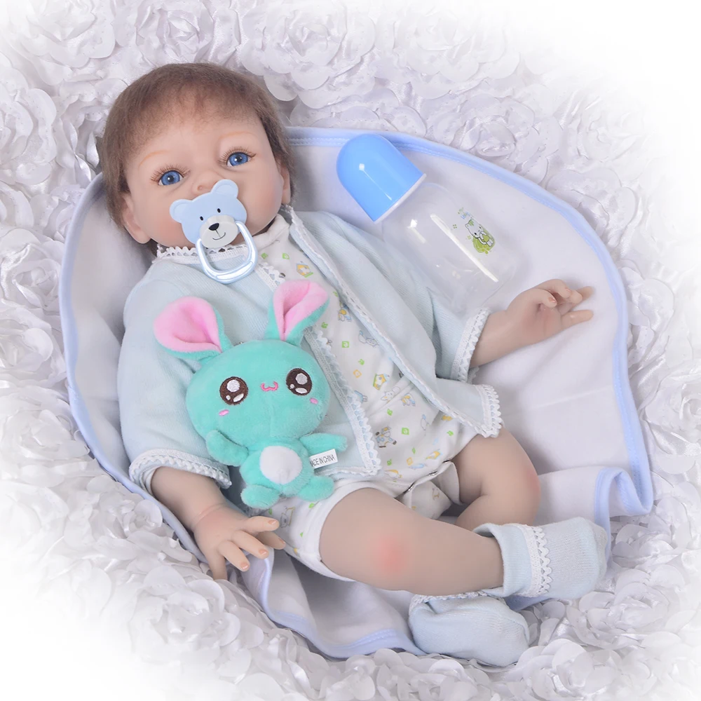 

2018 Fashion Reborn Baby Doll 55 cm Realistic 22'' Soft Silicone Doll Reborn Kids Playmates Baby Dolls PP Cotton Body DIY Toy