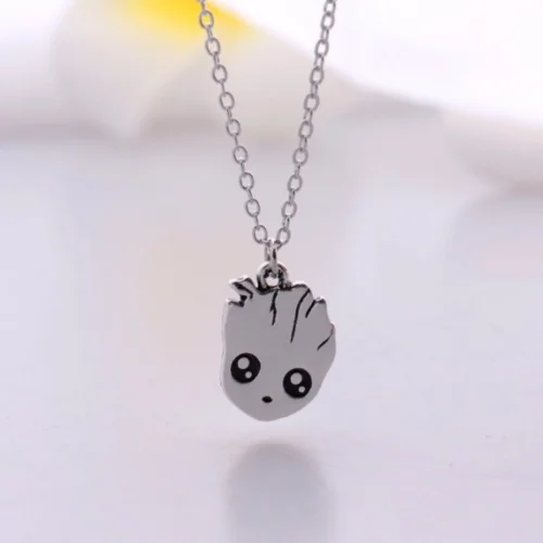 

Marvel Movie Guardians of the Galaxy 2 I am Baby Groot Pendant Jewelry Cute Silver Alloy Necklace Lovely Gift For Fans