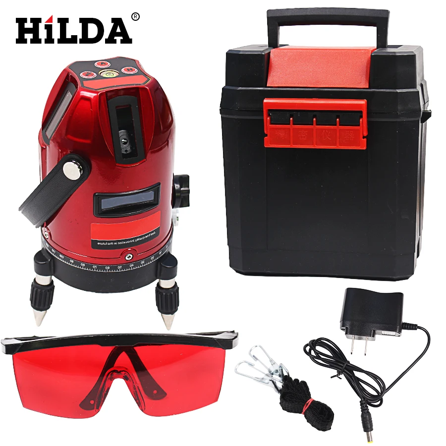 

HILDA 5 Lines 6 Points Laser Level 360 Rotary Cross Laser Line Leveling Can Be Used With Outdoor Receiver MeasuringTools Levels
