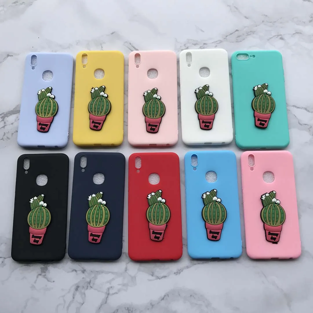 Карамельный цвет с 3D кактус патч для samsung J3 J4 J5 J6 J7 Pro 2017 2018 Евразийский США версия