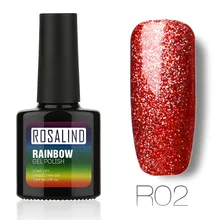 ROSALIND 10 мл, флакон, черный цвет, Радужный мерцающий блеск, УФ светодиодный Гель-лак для ногтей, замачиваемый, долговечный Гель-лак для ногтей