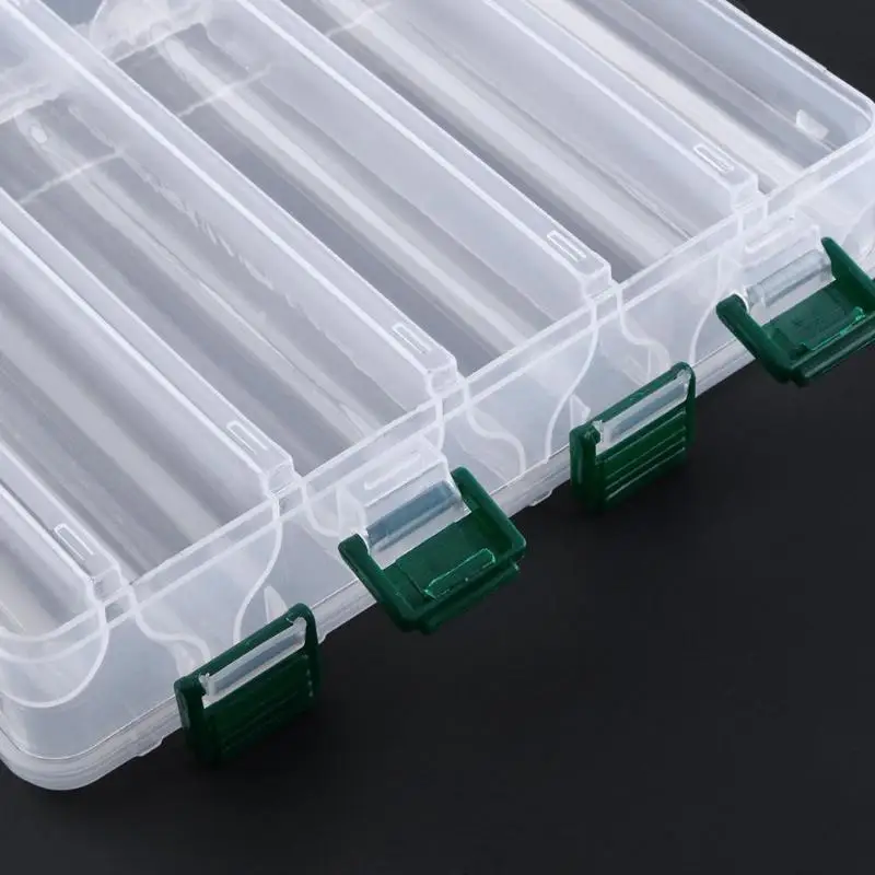 Double Sided 5+5 Compartments High Strength Transparent Plastic Fishing Box Lures Bait Storage Boxes Fishing Tackle Pesca