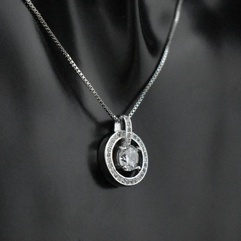 New Fashion 925 Sterling Silver Round AAA Zircon Pendant Necklace Dance Dazzling Rhinestone CZ Drop Necklaces Women Jewelry Gift