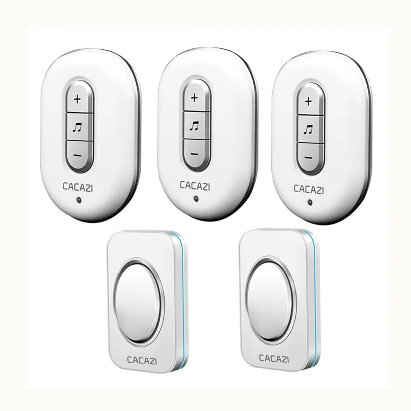 

CACAZI Wireless Waterproof LED Doorbell Smart Button 280M Remote 48 Songs 6 Volume Home Battery Calling Bell Receiver US EU Plug
