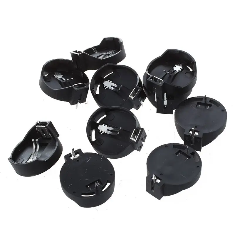 

10pcs Black Round Button Battery Holder Case for CR2032 2016 2025 #8
