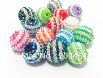 

Hot Sale 22mm 100pcs/lot Mix Color Stripe Rhinestone Beads For Chunky Necklace Making