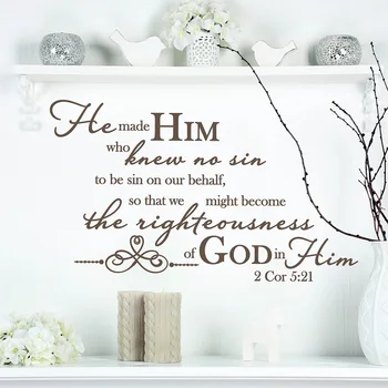 

Spain, 1 Corinthians 5:21 Bible Verse Vinyl Wall Sticker Christian Living Room Bedroom Decorative Wall Sticker SJ39