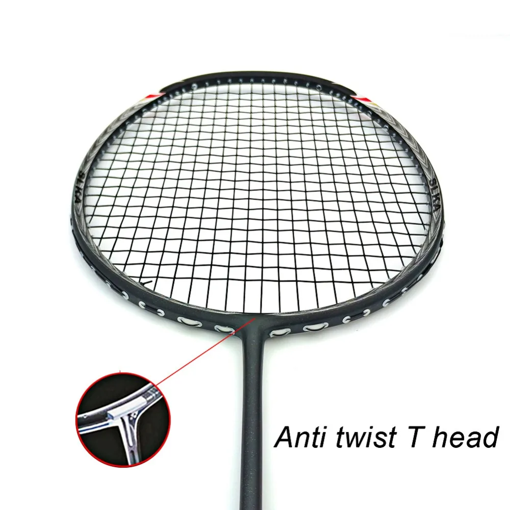 Raqueta profesional de Bádminton de carbono de 7 u 68G, raqueta de entrenamiento de bádminton súper ligera con bolsa