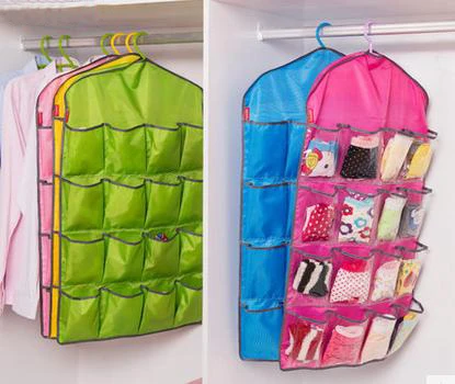 

16 Pockets Household Clear Hanging Bag Socks Bra Underwear Rack Hanger Storage Organizer Wardrobe incorporated