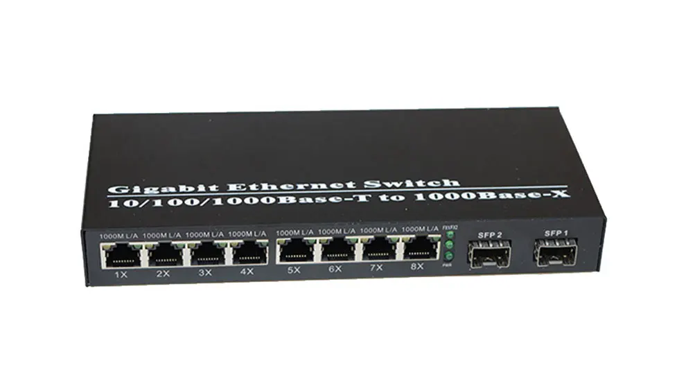 10/100/1000 M 8 RJ45 UTP и 2 Sfp волокна Порты и разъёмы волоконно-оптический Media Converter Gigabit Ethernet switch Бесплатная доставка
