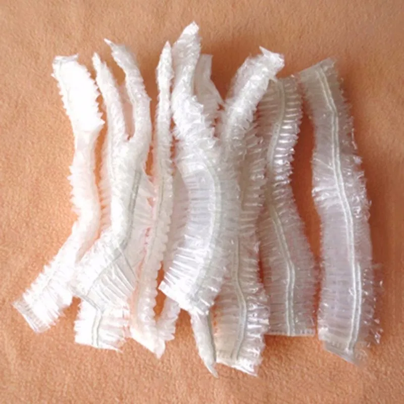 Casquette 100pcs/pack Disposable Shower Caps Hotel One-Off Elastic Shower Bathing Caps Clear Hair Salon Bathroom Products Gorras
