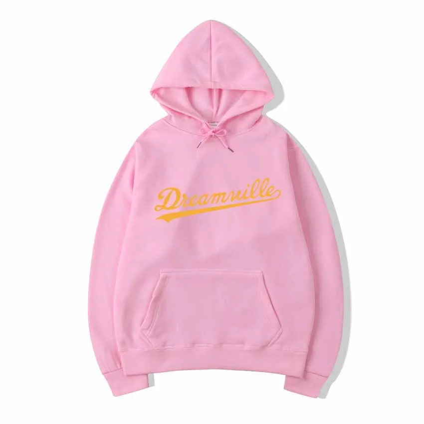 Новинка; худи Для мужчин хип-хоп DREAMVILLE Коул Логотип с капюшоном Swag письмо флисовые J худи с принтом Cole зимние толстовки с капюшоном Для мужчин пуловер - Цвет: Pink