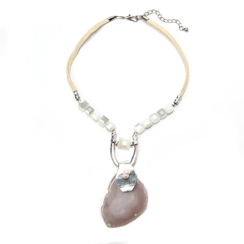 

2017 Real Freshwater Pearl Pendant Necklace for Women Boho Maxi Statement Irregular Natural Stone Necklace Jewelry Wholesale