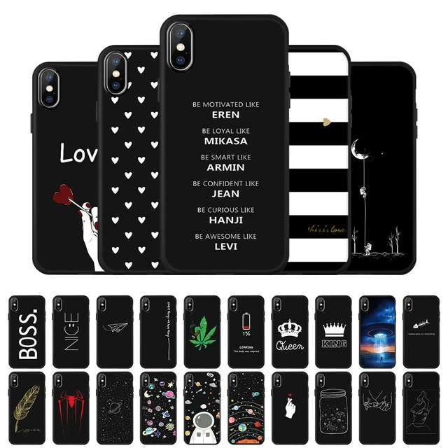 Cheap Fashion Pattern Silicone Case For iPhone 7 6 6S 8 Plus X 5 S 5S SE XS Max XR Matte Phone Cases Couple Heart Smart Cover 