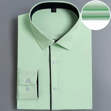 Мужская рубашка с длинным рукавом, тонкая брендовая мужская рубашка, дизайнерская Высококачественная однотонная мужская одежда, подходит для деловых рубашек