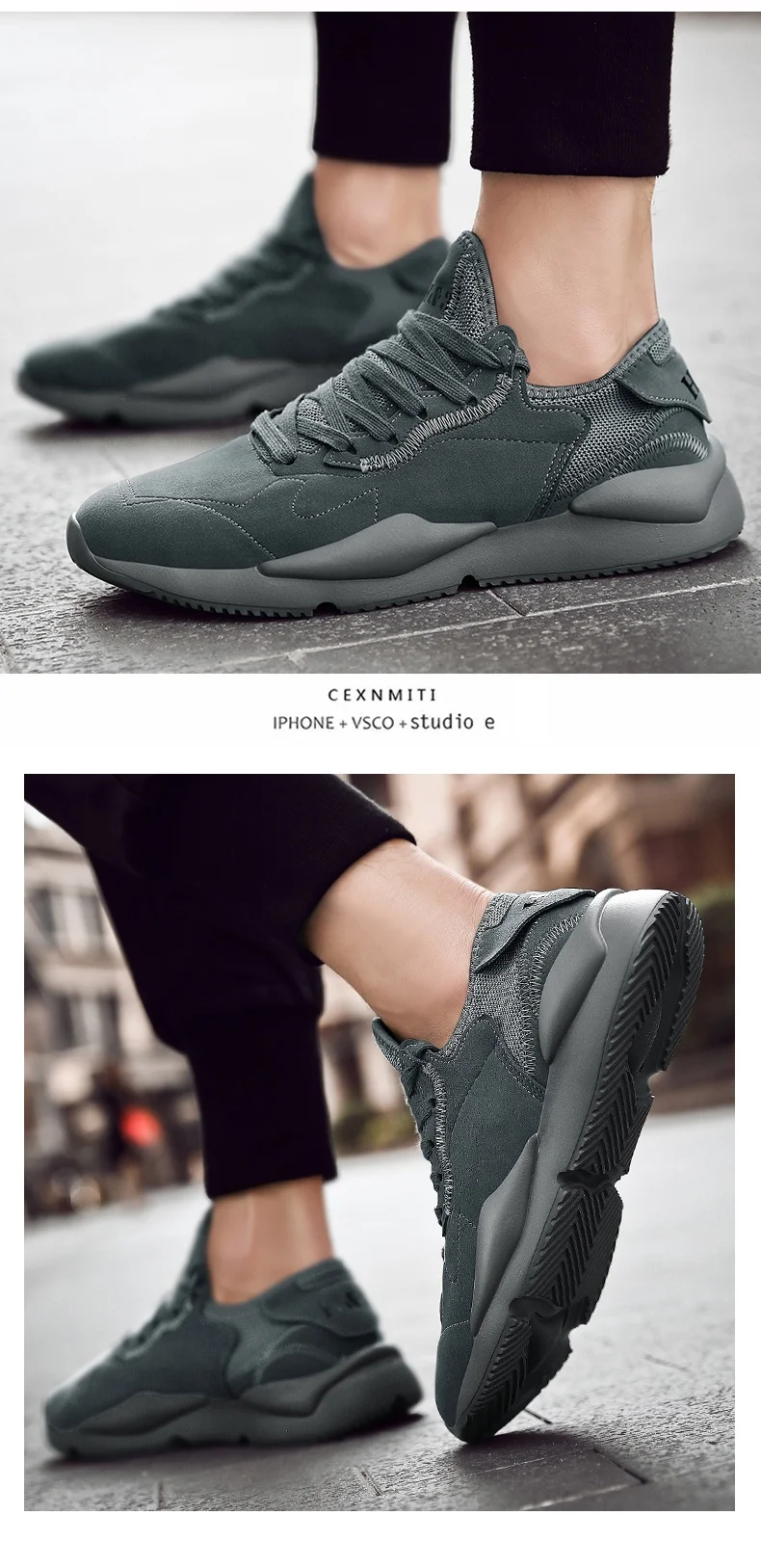 Stylish Color Scheme Men Sneakers Breathalbe Leather Running Shoes For Men Comfortable Khaki Traveling Walking Sport Shoes