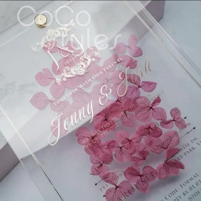  Cocostyles personalized dreamlike preserved fresh flower acrylic invitation card with box for aesth - 32869572956