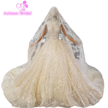 

2019 New Elegant Princess Beauty Wedding Dress V Neck Sexy Backless Wedding Gown Real Price High Quality Bridal Dress With Veils