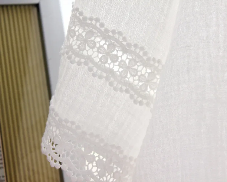 Free Shipping  New Summer Women's Pajamas Pants Set  White Sleepwear Cotton Nightgown Princess Nightshirt (3)