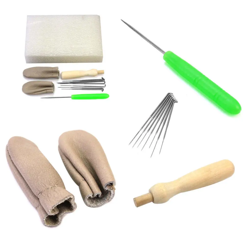 

Set Wool Felt Tools 7 Felting Needles 1 Wooden Needle Handle Holder Accessories