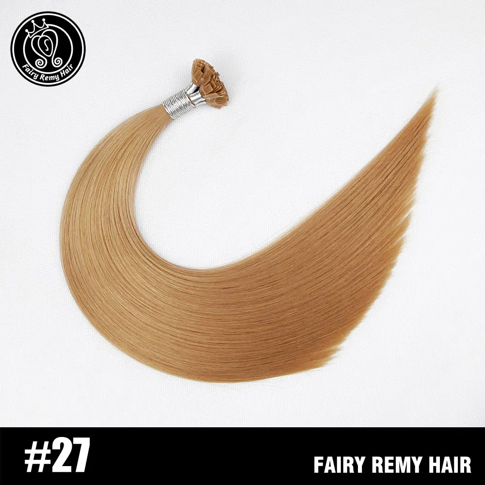 Феи remy волосы 0,8 г/локон 1" Remy плоский кончик кератиновые человеческие волосы расширение европейские натуральные волосы на капсуле fusion волосы 50 s/pac - Цвет: #27