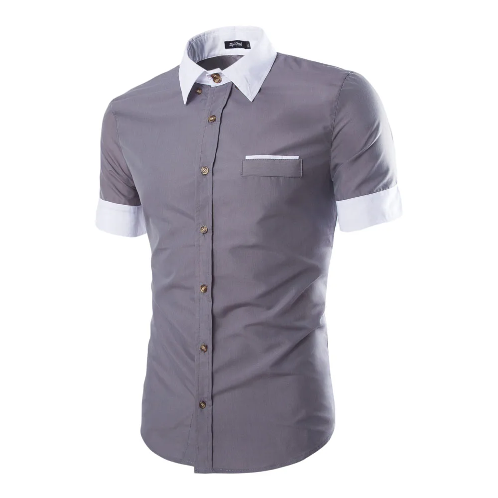 Бренд Для мужчин рубашка Лето 2017 г. модные Дизайн короткий рукав Для мужчин S Slim Fit Сорочки выходные Повседневное Стильная сорочка Homme Camisa