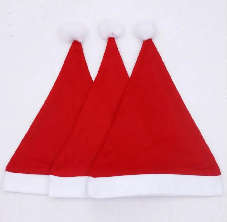 50pcs Christmas Hat Adult Children Christmas Cap Red Non-woven Cloth Hat For Santa Claus Costume Decoration gift AU409